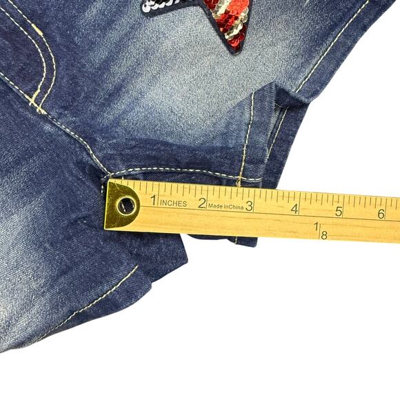 Jordache Girls Size 10 (26 x 3) Sequined American Flag Star Denim Shorts - Picture 7 of 12